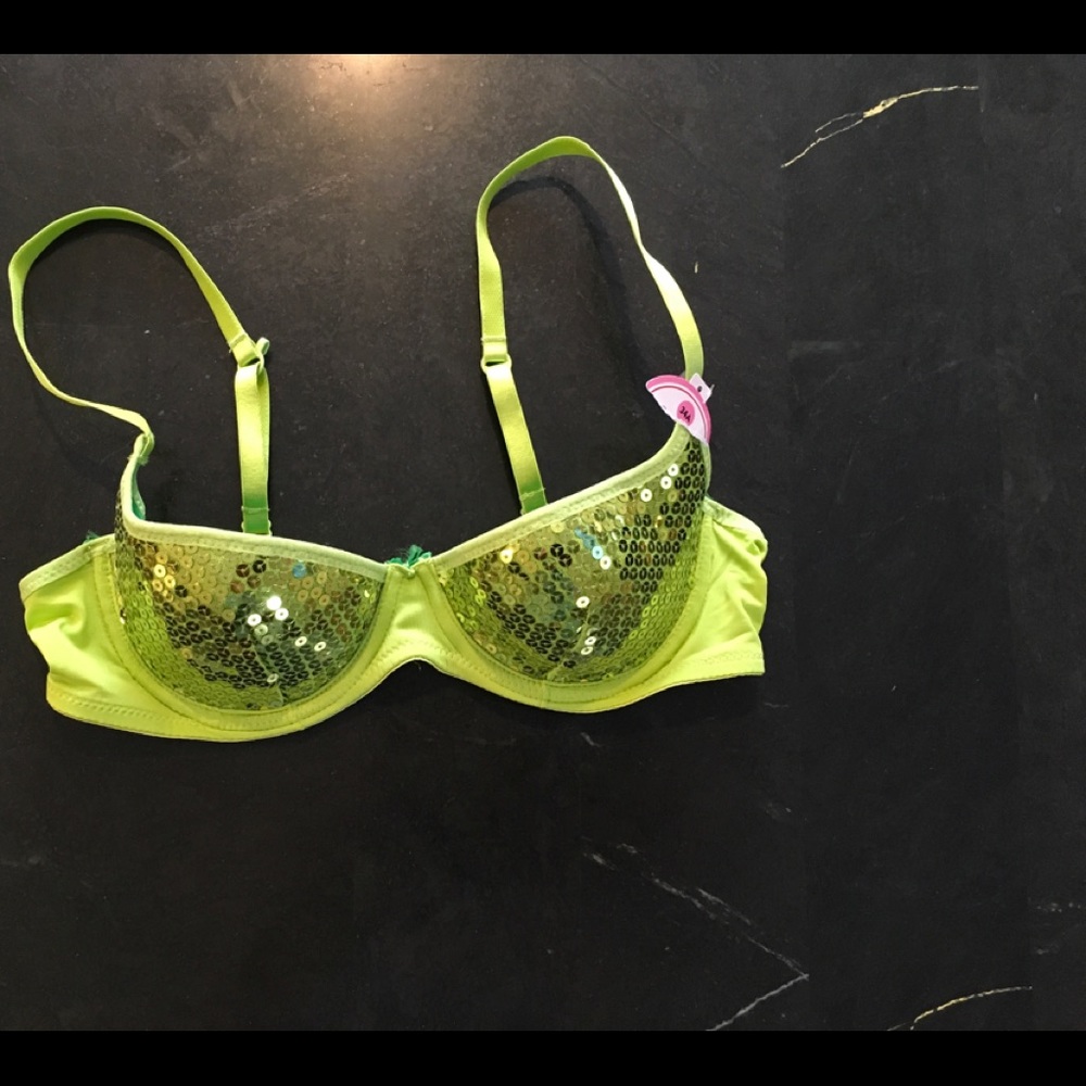 Green bra with glitter